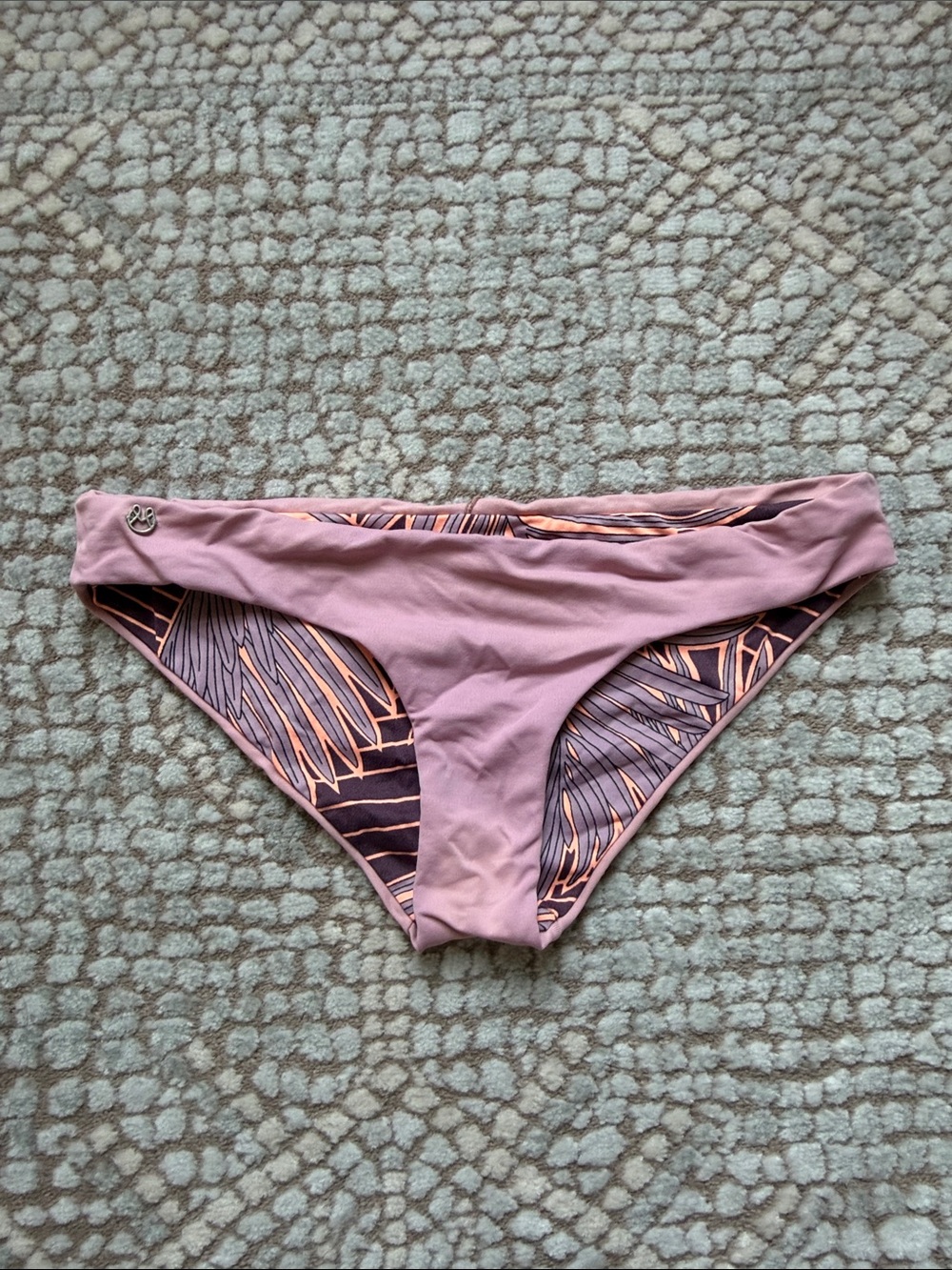 Reversible Mauve & Patterned Bikini Bottom - Women's Swim